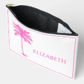 ピンクと白のパームパルメットパーソナライズされたツリー アクセサリーポーチ (見開き)