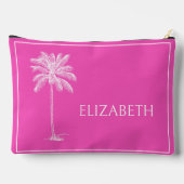 ピンクと白のパームパルメットパーソナライズされたツリー アクセサリーポーチ (裏面)