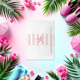 ピンクと白のヒトデストライプのビーチソーシャルクラブ 招待状ベリーバンド