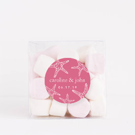 ピンクと白のヒトデパーソナライズされた結婚ス ラウンドシール