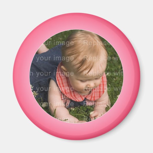 ピンクと白のフォトフレーム マグネット (正面)