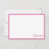 ピンクと白のフパーソナライズされたラットノートカード 招待状 (正面)