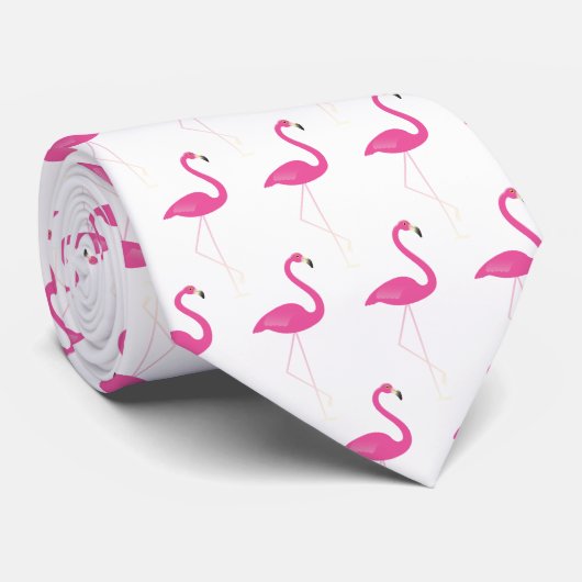 ピンクと白のフラミンゴのネクタイ ネクタイ (ロール)