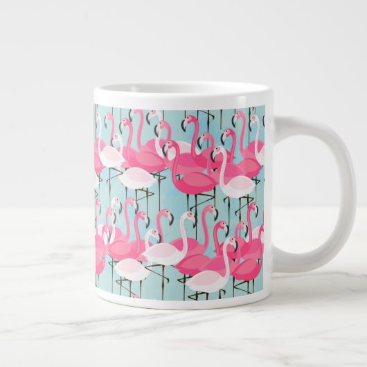 ピンクと白のフラミンゴの群れ ジャンボコーヒーマグカップ (右)