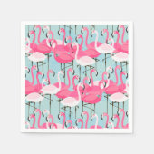 ピンクと白のフラミンゴの群れ スタンダードカクテルナプキン (正面)