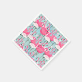 ピンクと白のフラミンゴの群れ スタンダードカクテルナプキン (角)