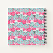 ピンクと白のフラミンゴの群れ ノートブック (裏面)