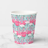 ピンクと白のフラミンゴの群れ 紙コップ (正面)