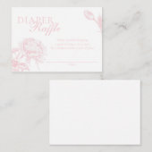 ピンクと白のフローラおむつラッフル エンクロージャーカード (正面/裏面)