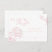ピンクと白のフローラおむつラッフル エンクロージャーカード (正面/裏面)