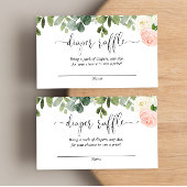 ピンクと白のフローラの緑の女の子おむつラッフル エンクロージャーカード