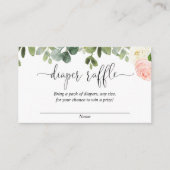 ピンクと白のフローラの緑の女の子おむつラッフル エンクロージャーカード (正面)