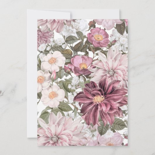 ピンクと白のフローラアクエカまたはアメン招待状 招待状 (裏面)