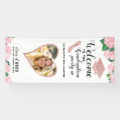 ピンクと白のフローラエレガント卒業へようこそ 横断幕 (横)