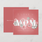 ピンクと白のフローラタイポグラフィ母の日 シーズンカード (正面/裏面)