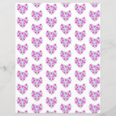 ピンクと白のフローラハートスクラップブック紙 (裏面)