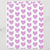 ピンクと白のフローラハートスクラップブック紙 (正面/裏面)
