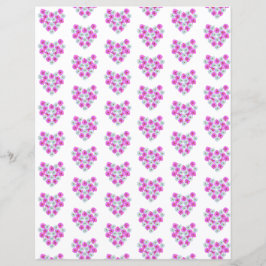 ピンクと白のフローラハートスクラップブック紙