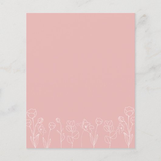 ピンクと白のフローラビンゴ赤ちゃんシャワーゲーム (裏面)