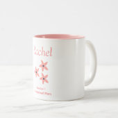 ピンクと白のフローラホームスクールママ ツートーンマグカップ (正面右)