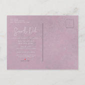 ピンクと白のフローラモダン日付の保存 案内ポストカード (裏面)