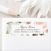 ピンクと白のフローラ差出人住所 ラベル (インサイチュ)