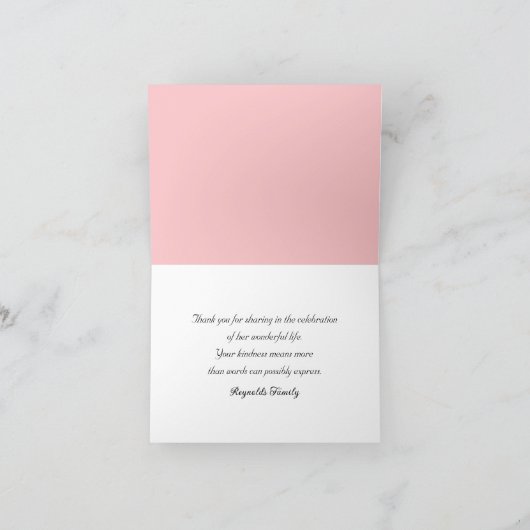 ピンクと白のフローラ悔やみや弔慰ありがとう カード (内部)