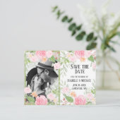 ピンクと白のフローラ日付はがきを保存 案内ポストカード (スタンド正面)