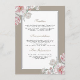 ピンクと白のフローラ結婚の情報ゲスト エンクロージャーカード