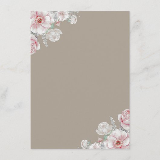 ピンクと白のフローラ結婚の情報ゲスト エンクロージャーカード (裏面)