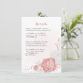 ピンクと白のフローラ結婚の詳細 エンクロージャーカード (スタンド正面)
