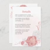 ピンクと白のフローラ結婚の詳細 エンクロージャーカード (正面/裏面)