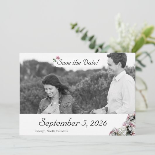 ピンクと白のフローラ結婚カソリッ救クのダー セーブザデート (スタンド正面)