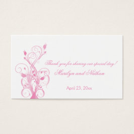 ピンクと白のフローラ結婚式の引き出物ラベル