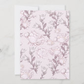ピンクと白のフローラ縁どブライダルシャワー 招待状 (裏面)