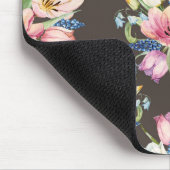 ピンクと白のフローラ花束パターン マウスパッド (コーナー)