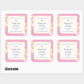 ピンクと白のフローラ製品ラベル金ゴールド花 スクエアシール (シート)