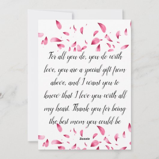 ピンクと白のフローラ雨日本の シーズンカード (裏面)