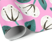 ピンクと白のフローラ ラッピングペーパー (ロールコーナー)