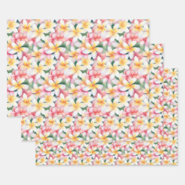 ピンクと白のプルメリアの花 ラッピングペーパーシート