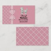 ピンクと白のプードルのママカード コーリングカード (正面/裏面)