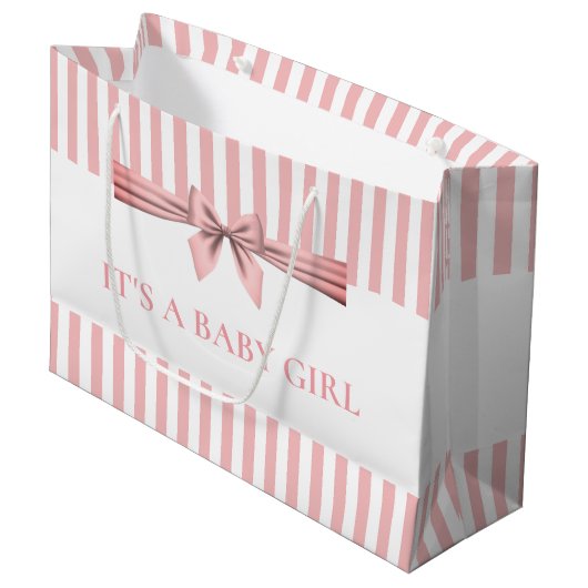 ピンクと白のベビストライプのーシャワー大抱き枕 ラージペーパーバッグ (正面アングル)