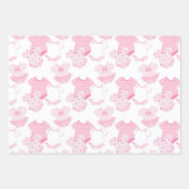 ピンクと白のベビーガールの服 ラッピングペーパーシート (正面)