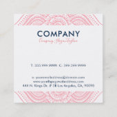 ピンクと白のペイズリー曼荼羅 スクエア名刺 (裏面)