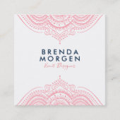 ピンクと白のペイズリー曼荼羅 スクエア名刺 (正面)
