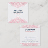 ピンクと白のペイズリー曼荼羅 スクエア名刺 (正面/裏面)