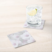 ピンクと白のペチュニア スクエアペーパーコースター (インサイチュ)