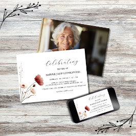 ピンクと白のポピーの葬儀メモリアル 招待状