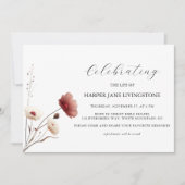 ピンクと白のポピーの葬儀メモリアル 招待状 (正面)