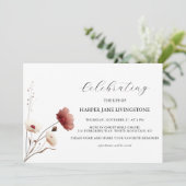 ピンクと白のポピーの葬儀メモリアル 招待状 (スタンド正面)